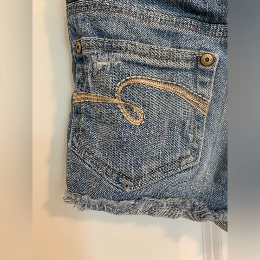 Justice Jean shorts size 8R frayed bottoms blue denim girls!